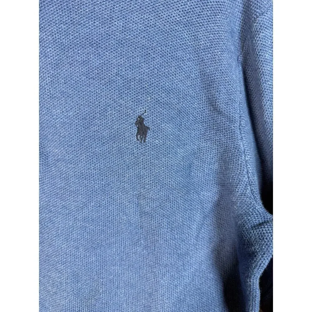 Polo Ralph Lauren Pima Cotton 1/4 Zip Large Blue Sweater Pullover Preppy Casual